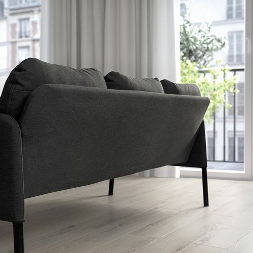 IKEA - GLOSTAD, uzanma koltuklu 3'lü kanepe, knisa koyu gri