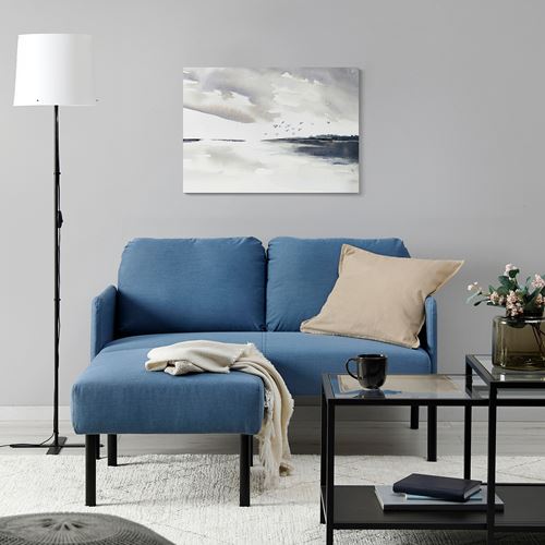 IKEA - GLOSTAD, 2-seat sofa and pouffe, knisa medium blue