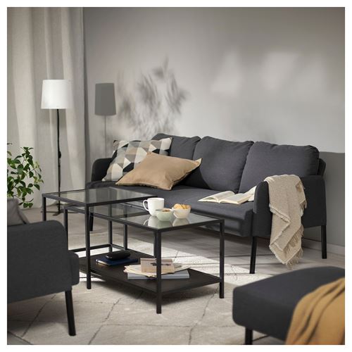 IKEA - GLOSTAD, 3'lü kanepe, knisa koyu gri