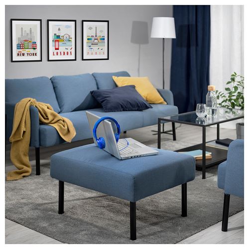 IKEA - GLOSTAD, footstool, knisa medium blue