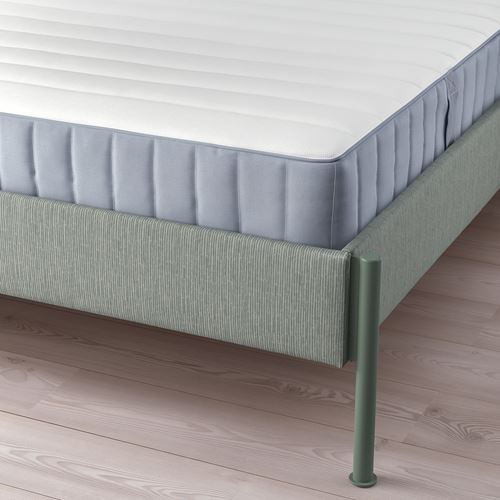 IKEA - TALLASEN/LURÖY/VALEVAG, double bed, grey-green, 160x200 cm