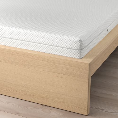 IKEA - MALM/LURÖY/ABYGDA, single bed, white stained oak veneer, 90x200 cm