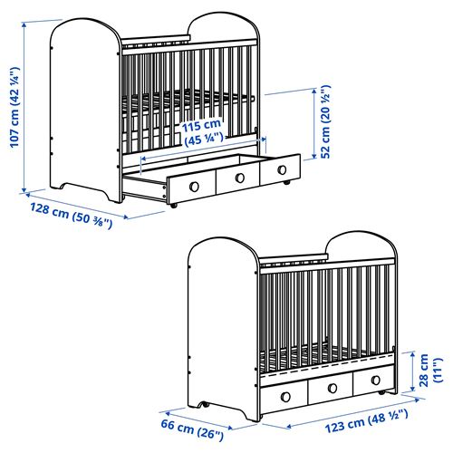 IKEA - GONATT, cot, white, 60x120 cm