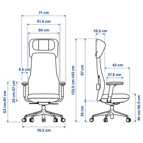 IKEA - GRÖNFJALL, office chair, letafors green-white