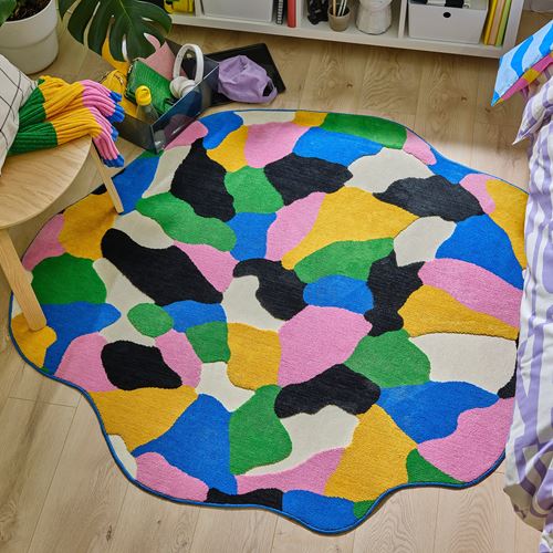 IKEA - IDROTTSHALL, yuvarlak halı, çok renkli, 150x150 cm