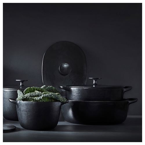 IKEA - VARDAGEN, enamel pot, enamelled cast iron-matte black, 5 l