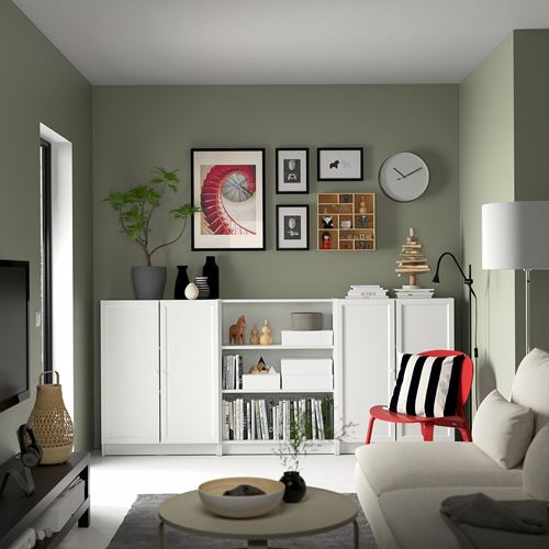 IKEA - BILLY, bookcase with door, white, 240x106 cm