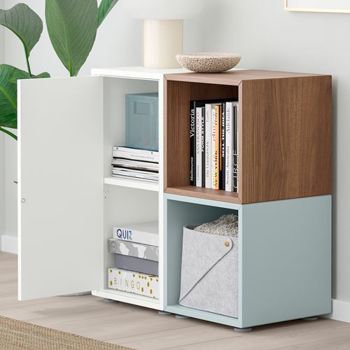 IKEA - EKET, storage combination, white-walnut effect-blue, 70x35x72 cm