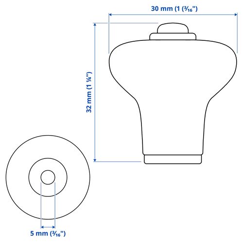 IKEA - KLINGSTORP, knob, off white-chrome plated, 30 mm