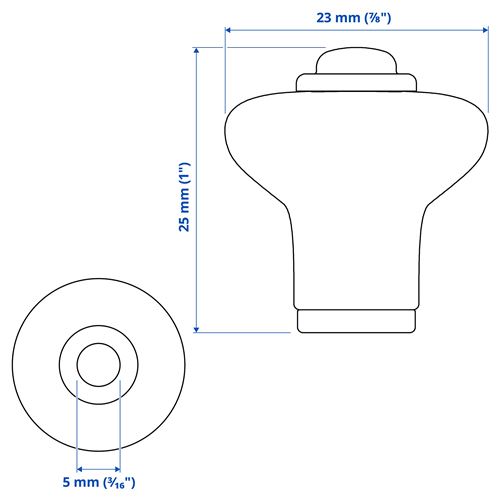 IKEA - KLINGSTORP, topuz, siyah-krom kaplama, 23 mm