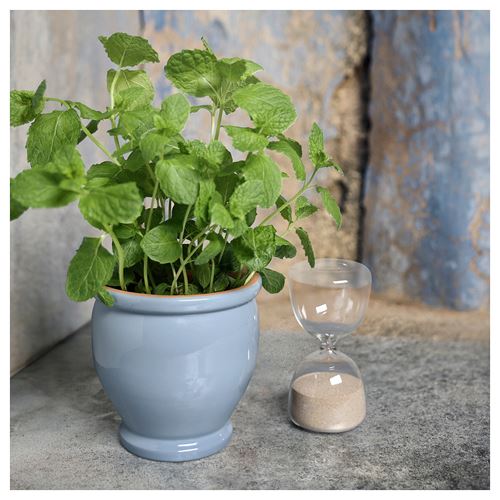 IKEA - TRUMPETBUSKE, stoneware plant pot, blue, 12 cm