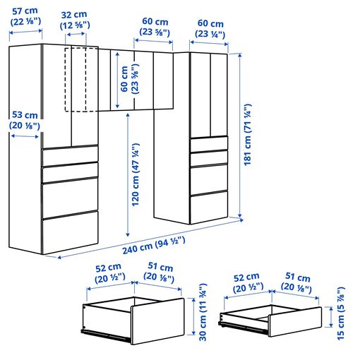 IKEA - PLATSA/SMASTAD, çocuk dolap kombinasyonu, beyaz-açık yeşil, 240x57x181 cm