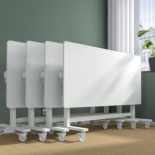 IKEA - MITTZON, folding table with wheels, white, 140x70 cm