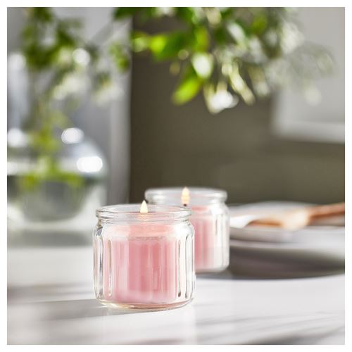 IKEA - LUGNARE, scented candle in cup, pink, 12 hr