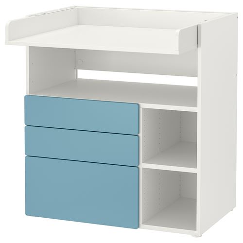 IKEA - PLATSA/SMASTAD, changing table and chest, white-blue, 90x79x100 cm