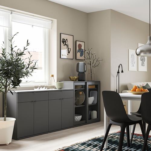 IKEA - VIHALS, cabinet with door, dark grey, 235x37x90 cm