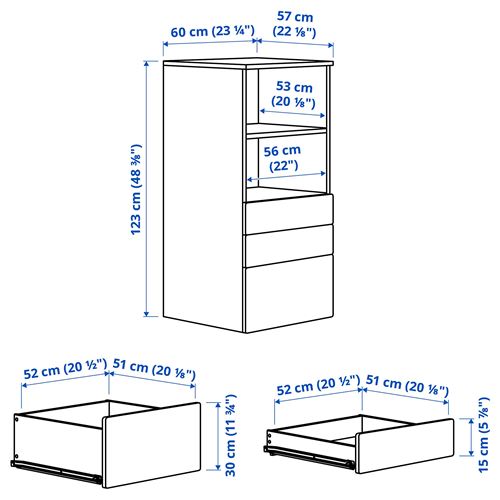 IKEA - PLATSA/SMASTAD, çocuk şifonyeri, beyaz-gri, 60x55x123 cm