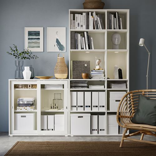 IKEA - VIHALS, open storage unit, white/glass, 190x37x200 cm