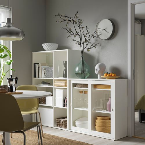 IKEA - VIHALS, open storage unit, white/glass, 190x37x140 cm