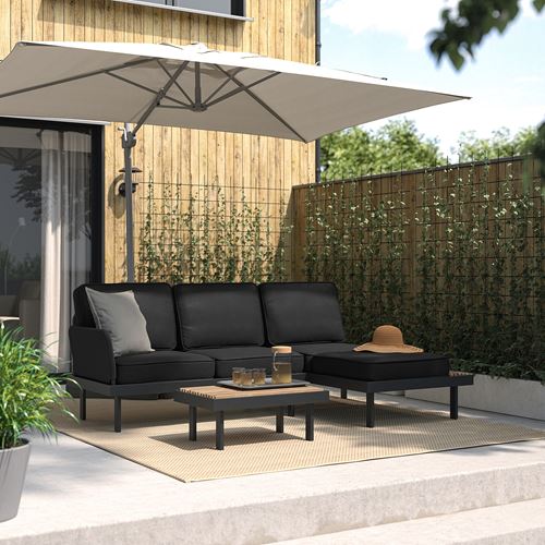 IKEA - REVSKAR, bahçe oturma grubu, antrasit
