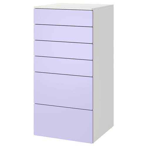 IKEA - PLATSA/SMASTAD, children's chest of drawers, white-lilac, 60x57x123 cm