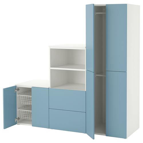 IKEA - PLATSA/SMASTAD, children wardrobe combination, white-blue, 180x57x181 cm