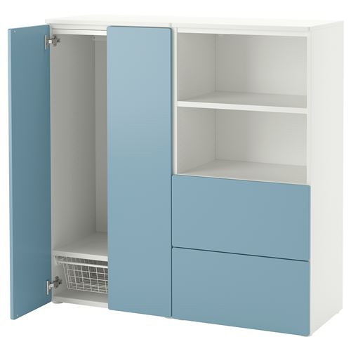 IKEA - PLATSA/SMASTAD, children wardrobe combination, white-blue, 120x42x123 cm