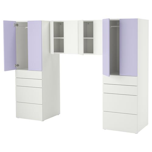 IKEA - PLATSA/SMASTAD, children wardrobe combination, white-lilac, 240x57x181 cm