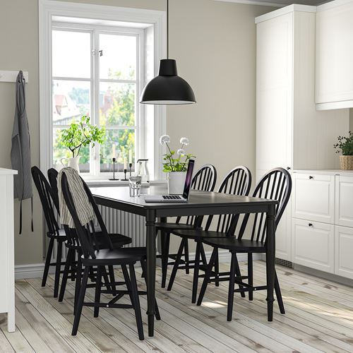 IKEA - DANDERYD/SKOGSTA, dining set, black, 6 chairs