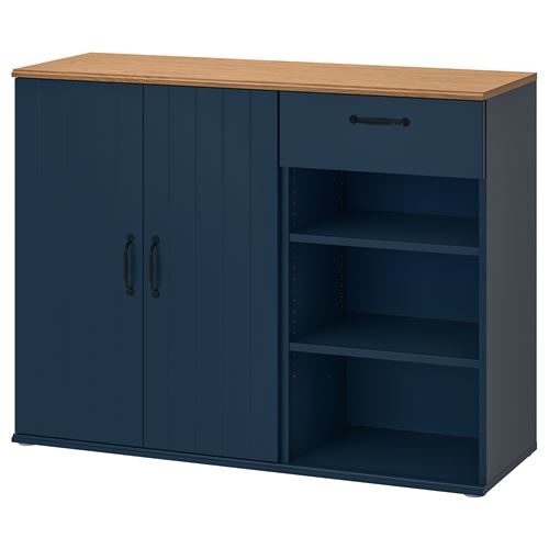 IKEA - SKRUVBY, cabinet with doors, blue/black, 120x38x90 cm