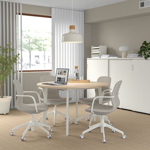 IKEA - MITTZON, conference table, birch veneer-white, 120x75 cm