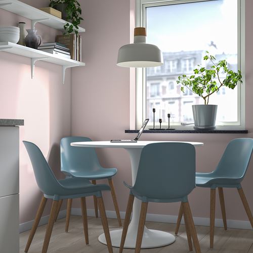 IKEA - DOCKSTA/GRÖNSTA, mutfak masası takımı, beyaz/gri-turkuaz, 4 sandalyeli