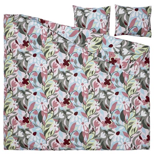 IKEA - KORSKOVALL, double quilt cover and 2 pillowcases, multicolour, 240x220/50x60 cm