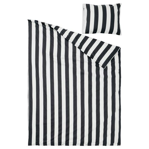 IKEA - SLANHÖSTMAL, single duvet cover sets, black-white, 150x200/50x60 cm