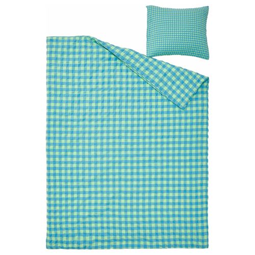 IKEA - RAGBLOMMA, single duvet cover sets, light green-light blue, 150x200/50x60 cm