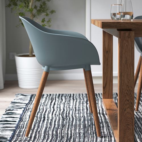 IKEA - GRÖNSTA, chair with armrests, grey-turquoise