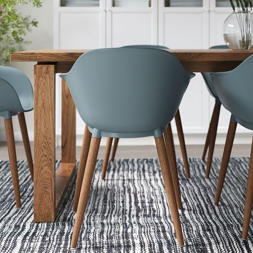 IKEA - GRÖNSTA, chair with armrests, grey-turquoise