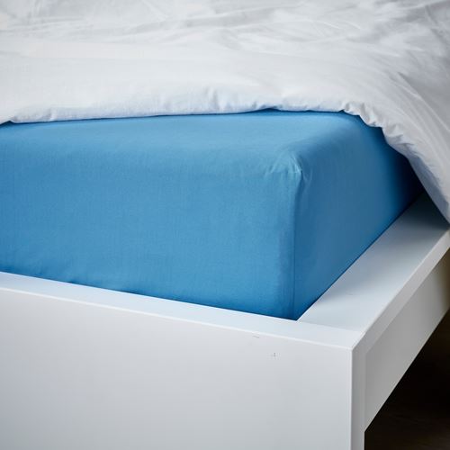 IKEA - VARVIAL, fitted sheet, blue, 80x200 cm