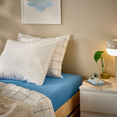 IKEA - VARVIAL, fitted sheet, blue, 80x200 cm