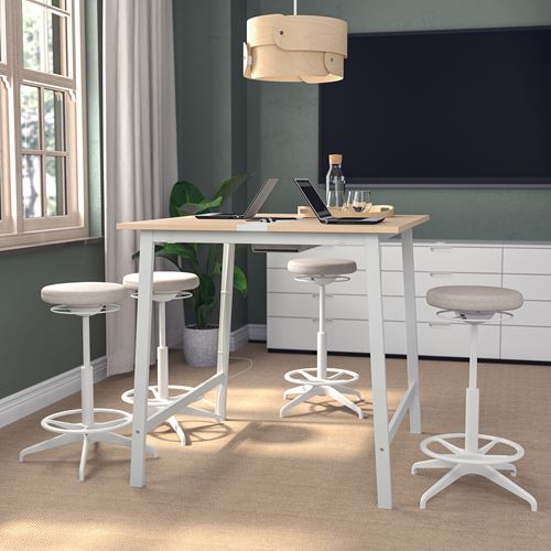 IKEA - MITTZON, desk, birch veneer-white, 140x108x105 cm