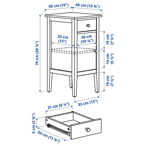 IKEA - GULLABERG, bedside table, grey, 38x40x75 cm
