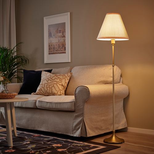 IKEA - FLYGHÖJD, floor lamp, brass-beige