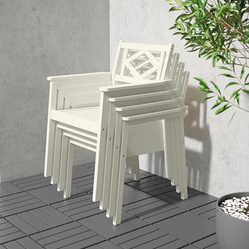 IKEA - BONDHOLMEN, chair with armrests, white-beige