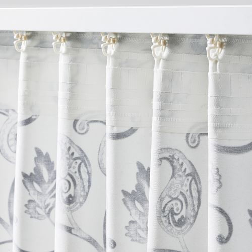 IKEA - DOVREFIBBLOR, background curtain, 1 pair, white-dark blue, 145x300 cm