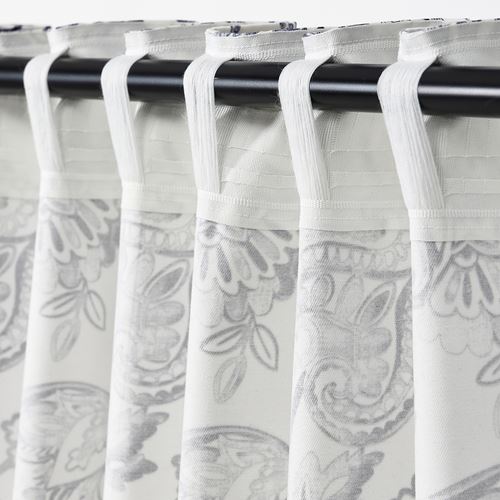 IKEA - DOVREFIBBLOR, background curtain, 1 pair, white-dark blue, 145x300 cm