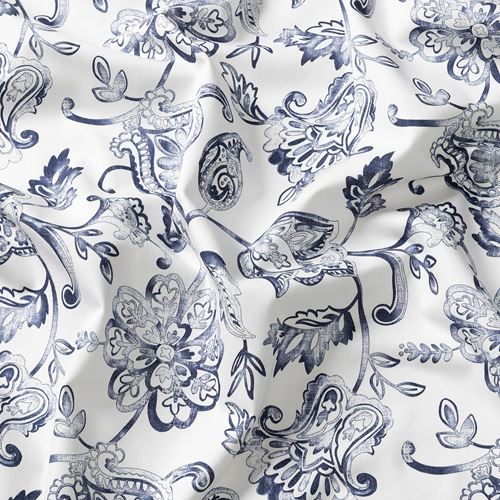 IKEA - DOVREFIBBLOR, background curtain, 1 pair, white-dark blue, 145x300 cm