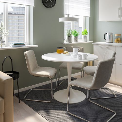 IKEA - DOCKSTA/LUSTEBO, mutfak masası takımı, beyaz/Viarp bej-kahverengi, 4 sandalyeli