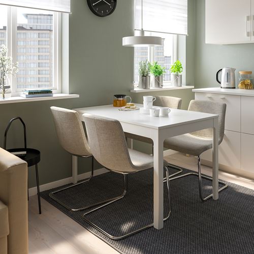 IKEA - EKEDALEN/LUSTEBO, yemek masası takımı, beyaz/Viarp bej-kahverengi, 4 sandalyeli