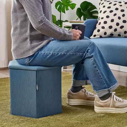 IKEA - KJUGE, pouffe with storage, knisa medium blue