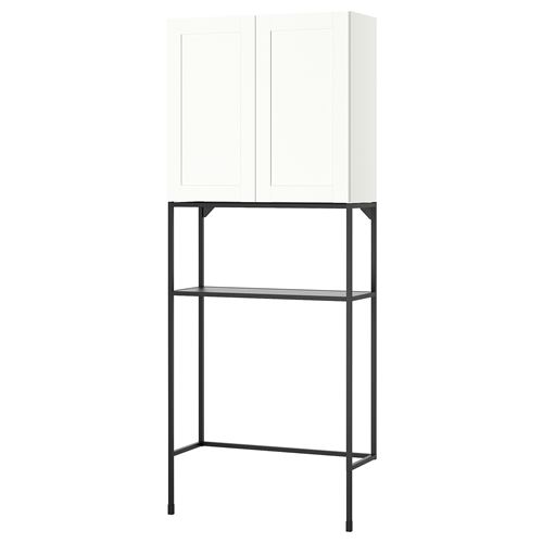 IKEA - ENHET, shelving combination for laundry room and bathroom, white/anthracite, 80x32x204 cm